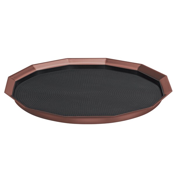 Paneled Tray with Removable Insert, 14"diameter, Stainless Steel, Rose Gold